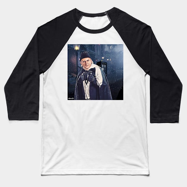 First Doctor / Christmas Carol Baseball T-Shirt by AlisiaArt